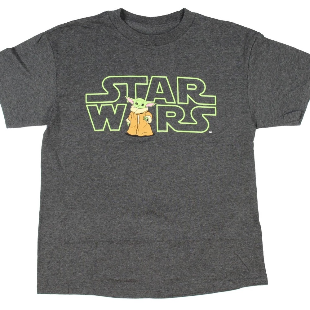 Star Wars Dark Grey Baby Yoda XS Boy Short Sleeve T-Shirt